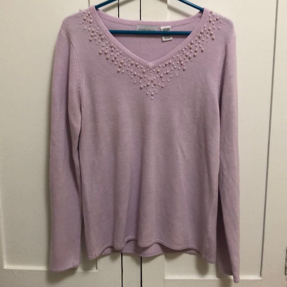 Faux pearl lilac sweater